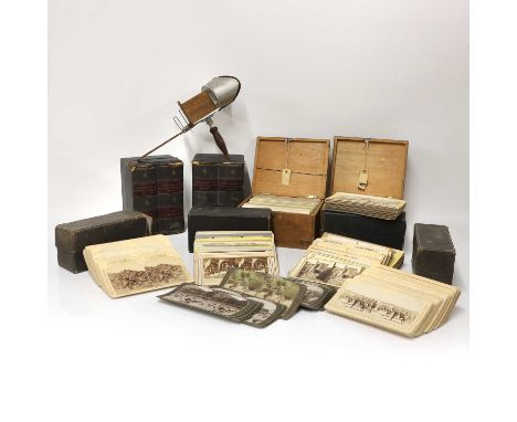A collection of stereoscopic cards and scenic ephemera, 19th century, comprising a collection of stereoview cards, together w