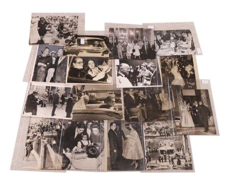 A collection of press photographs of Grace Kelly, 20th century, comprising sixteen silver gelatin prints, with notes verso,la