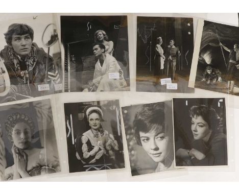 A collection of theatre press photographs, 20th century, photographs of theatre stars and actors, including Laurence Olivier,