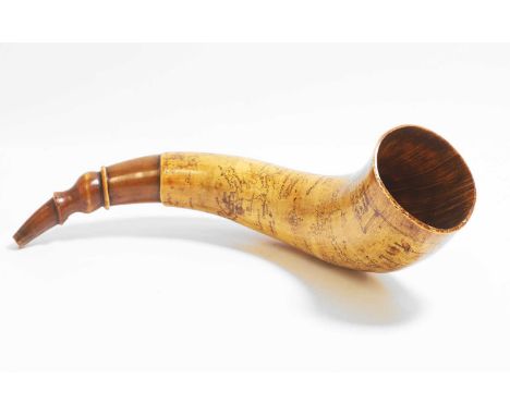 An American colonial powder horn, c.1760, depicting an engraved colonial map of Albany relating to the French and Indian War,