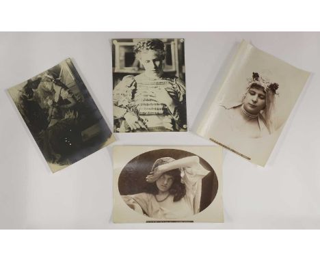 A group of mixed photography, early 20th century, comprising:two photographic prints attributed to Alphonse Mucha, depicting 