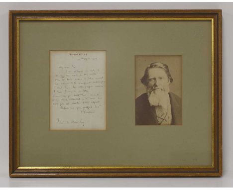 John Ruskin (1819-1900), a signed letter, dated '12th Feby 1869', to Edwin W Field Esq. reading: 'Mr dear Sir, I am obliged i
