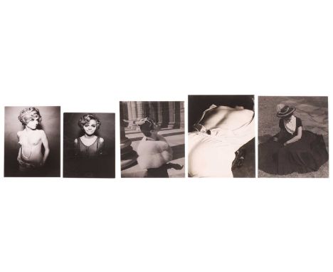 A group of five fashion photographic prints, mid-20th century, gelatin silver prints, depicting various female models,largest