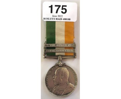 Kings Royal Rifle Corps Boer War two clasp Kings South Africa Medal    Awarded to 2991 CLR-SERJT F. ROADS K.R.R.C.  bearing c