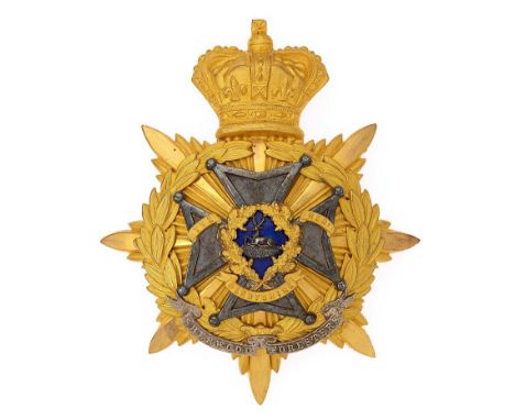 Sherwood Foresters (Derbyshire Regiment) Victorian Officer's helmet plate circa 1881-1901. A very fine scarce rich gilt crown