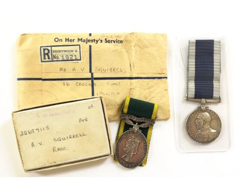 Royal Army Ordnance Corps Territorial Efficiency Medal. An EIIR example awarded to 22657115 PTE A.V. SQUIRRELL RAOC. Complete