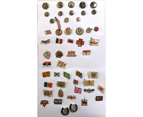 WW1 Flag Day Badges and Boer War Picture Badges.   A good and interesting selection The paper flag day badges including: RSPC