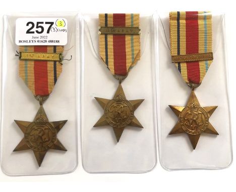 WW2 Africa Stars and Clasps Comprising 3 x Africa Stars with clasps 1st Army ... 8th Army ... North Africa 1942-43 (6 items) 