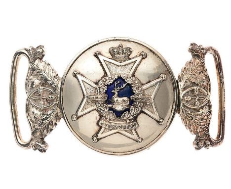 Sherwood Foresters (Derbyshire Regiment) Victorian  VB Officer waist belt clasp circa 1881-1901.   Fine silvered buckle of sp