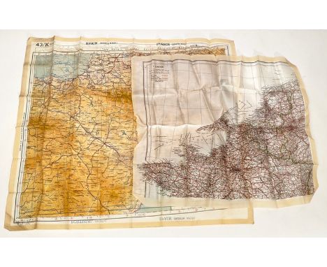 WW2 RAF / Special Forces Silk Escape Maps of Europe.   Comprising: France, Holland and tip of England (single Sided). 43 K No