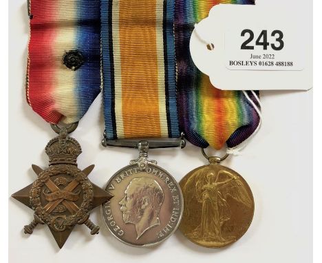 Army Service Corps Mons 1914 Star Group of Three Medals. Awarded to SS-1422 PTE J.E. FROOME ASC. Comprising: 1914 Mons Star, 