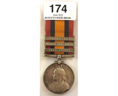 Army Ordnance Department Boer War unusual rank three clasp Queens South Africa Medal   Awarded to CIV CLERK A.H. GALBRAITH A.