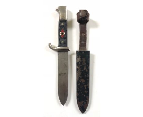 German Third Reich Hitler Youth Knife by Henckels of Solingen. A good 1933-38 example, the blade bearing double dancer logo w