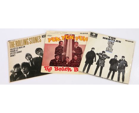 3 x Rock 7" EPs. The Beach Boys - Fun, Fun, Fun (EAP 1 20603). The Beatles - Long Tall sally (GEP 8913). The Rolling Stones -