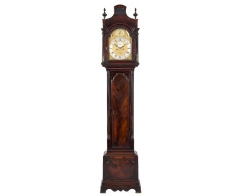 A London style mahogany longcase clock: having an eight-day duration movement with a half-dead beat escapement and striking t