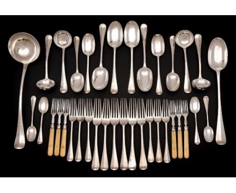 A George V Silver Hanoverian pattern  flatware service, maker George Jackson &amp; David Fullerton,  London, 1913: crested,  