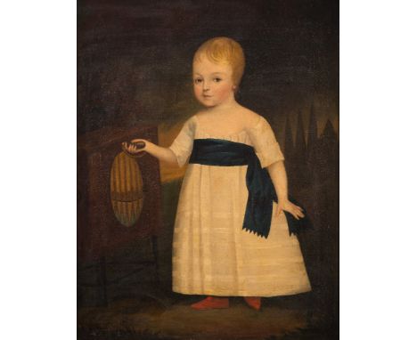 Arnold [late 18th century]-A young child standing, full-length,:-wearing a white tunic with blue sash and red slippers,workin