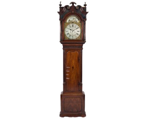 W. Helliwell, Chorley a moon-phase longcase clock: having an eight-day duration movement striking the hours on a bell, the fo