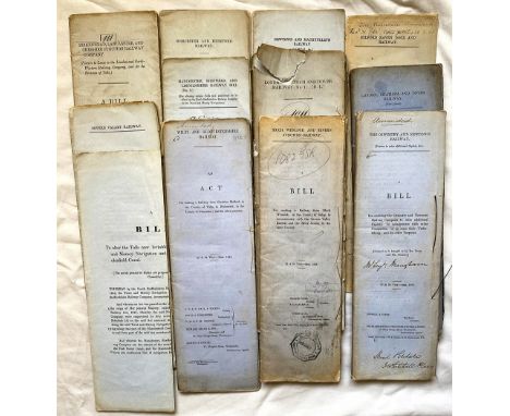 Acts of Parliament and Bills of Parliament, quantity 12 comprising: Wilts &amp; Gloucestershire Railway 1864; Severn Valley R