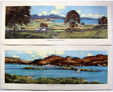 BR(Sc) Carriage Prints, a loose pair comprising: Ettrick Bay, Island of Bute and Kyles of Bute, Firth of Clyde by Alastair Ma
