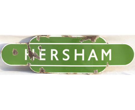 Totem BR(S) FF HERSHAM from the former London &amp; South Western Railway station between Surbiton and Weybridge. In fair con