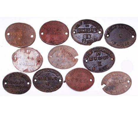 Generally Repaired Wagon Plates qty 9 comprising: C W S Ltd LMSR 120636 1950 (alloy); CAM W &amp; E W 1958; MW Co Ltd E 1954;