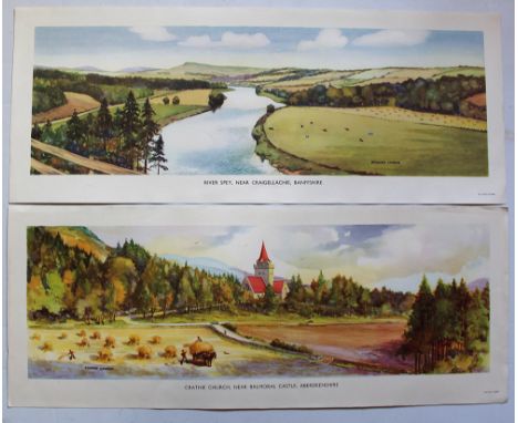 BR(Sc) Carriage Prints, a loose pair comprising: River Spey, Near Craigellachie, Banffshire and Crathie Church, near Balmoral