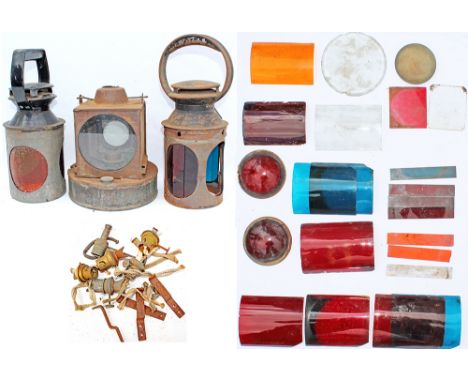 Lamp spares to include x2 interiors, a Signal Lamp Interior; a quantity of Glasses and a number of Burners. 