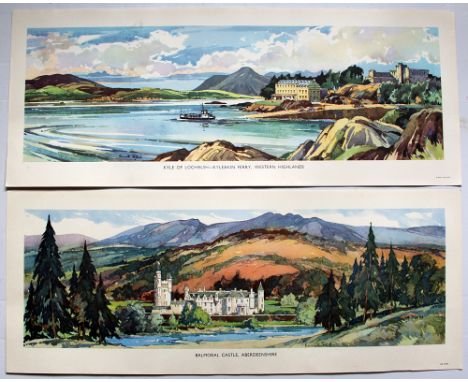 BR(Sc) Carriage Prints, a loose pair comprising: Kyle of Lochalsh Kyleakin Ferry, Western Highlands and Balmoral Castle, Aber