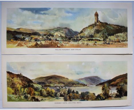 BR(Sc) Carriage Prints, a loose pair comprising: Wallace Monument, near Stirling and Inveraray Castle, Loch Fyne, Argyll by J