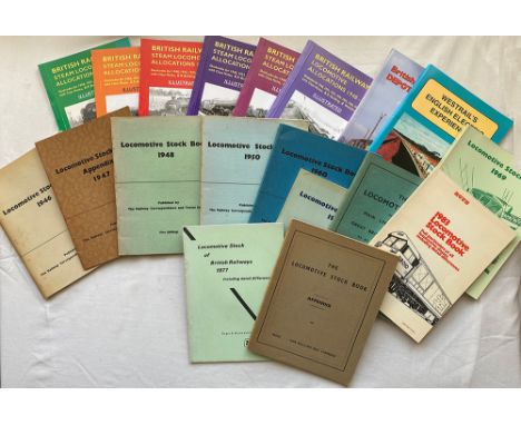 British Railways Locomotive Allocations by Jim Grindlay, qty 6 virtually mint. Together with qty 12 RCTS Locomotive Stock Boo