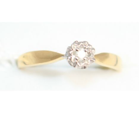 		A diamond solitaire ring. In gold marked 9ct. Size R