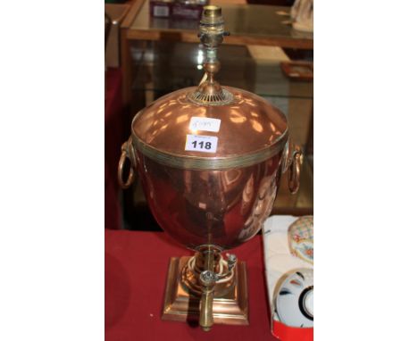 		A copper samovar converted to a table lamp