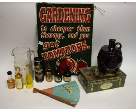 Advertising - a Pountain's Benorman Scotch Whisky etched glass water jug; alcohol miniatures with contents including Glenfidd