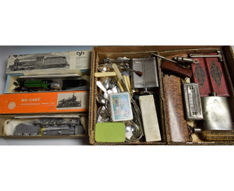 An M Hohner Super Chromonica chromatic harmonica, boxed; another; other chrome harmonicas; hip flasks; a corkscrew; two model