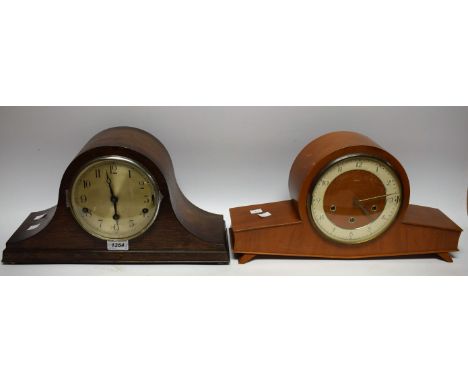 Clocks - a Smiths Westminster and Whittington chiming mantel clock; another oak cased (2)