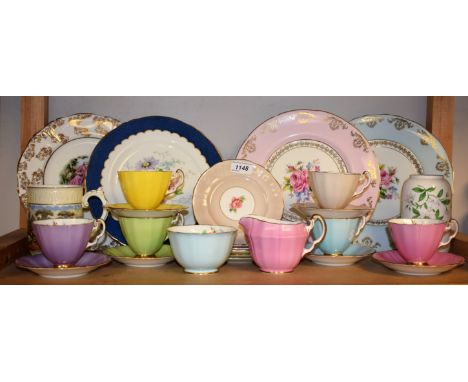 Ceramics - an Adderley china tea service, six cups, saucers, plates, cream, sugar; a quantity of china plates, floral design;
