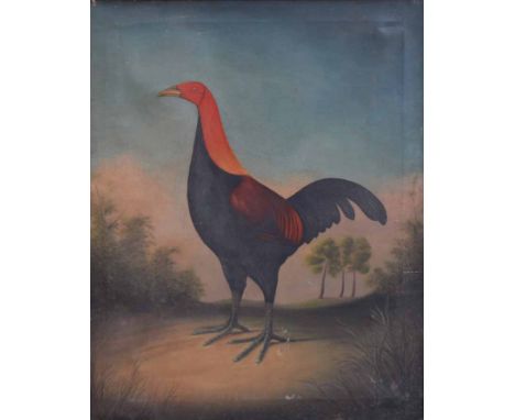 D.E. Sutton, 19th century, Portrait of a Fighting Cock, signed and dated '87, oil on canvas, 60.5 x 49.5cm.; 23.75 x 19.5in.C