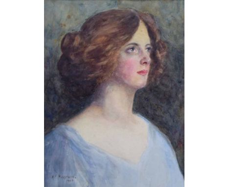 M.F. Musgrave, 19th/20th century,  Portrait of a lady, signed and dated 1906, watercolour, 45 x 35.5cm.; 17.75 x 14in.    Con