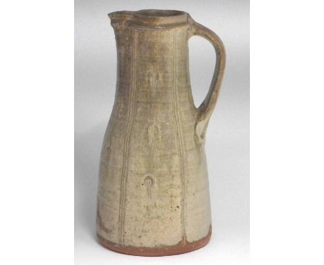 Jim Malone (b.1946) Ainstable studio pottery jug, incised linear decoration, impressed monograms to the base of the handle, 3