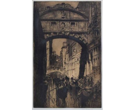 Sir Frank Brangwyn R.A (1867-1956),  "The Bridge of Sighs, Venice", signed in pencil in the margin, etching, plate size 70 x 