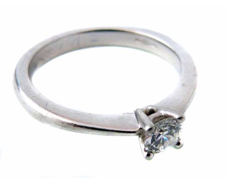 Diamond solitaire platinum ring, round brilliant cut diamond weighing approximately 0.25ct, four claw set to a platinum shank