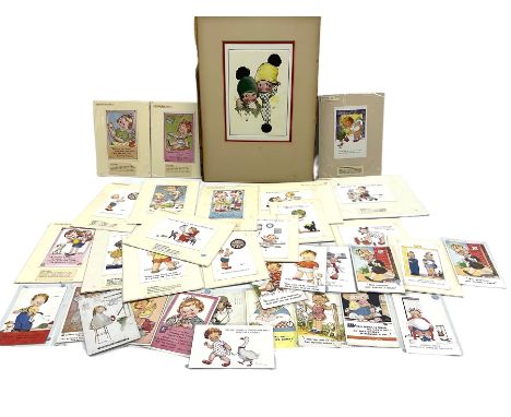 Collection of humorous 20th century postcards by various artists including Mabel Lucie Attwell, Phyllis Cooper, Agnes Richard