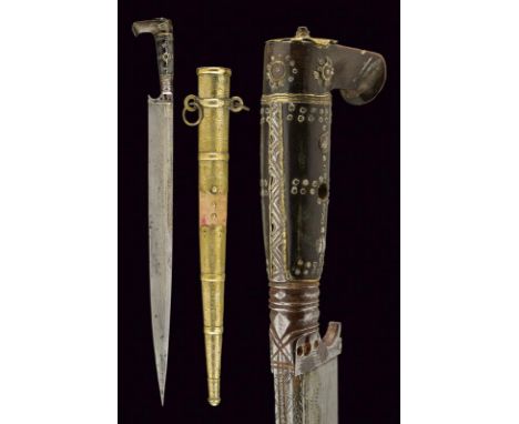 dating: circa 1900 provenance: Tunisia, Nice, straight, single-edged blade, first part with groove on the back, engraved almo