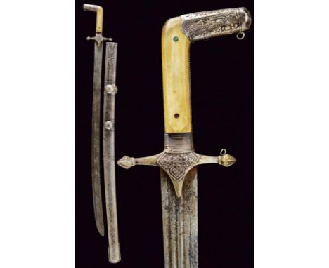 dating: 19th Century provenance: Arabia, Slightly curved, single-and short false-edged blade, with triple fuller; various pit