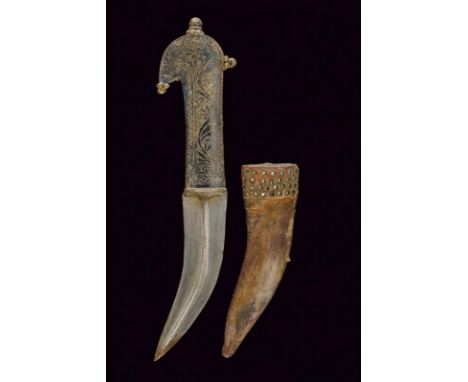 dating: Late 19th Century provenance: Arabian Peninsula, Curved, double-edged blade with central raiser. Nice grip covered wi