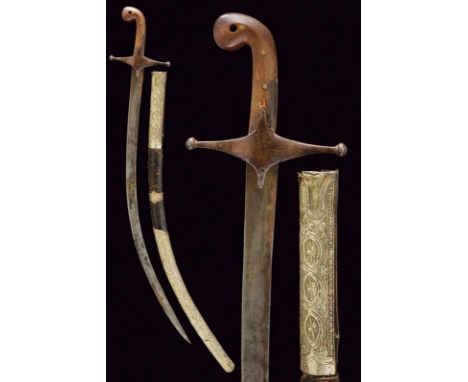 dating: 19th Century provenance: Turkey, Curved, single-edged blade, with flat facets, some pitting, surface with traces of d