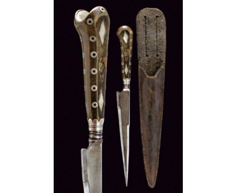 dating: 19th Century provenance: Corse, Strong, straight, single-and false-edged blade, moulded neck; brown, horn grip, embos