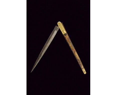 dating: 19th Century provenance: Piedmont, Straight, single-edged blade. Brass grip with horn plates (parts missing). Back wi