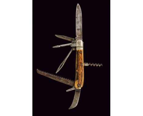 dating: 19th Century provenance: Maniago, The bigger blade marked 'Centazzo &amp; F.lli Maniago'; grip with deer horn grip sc